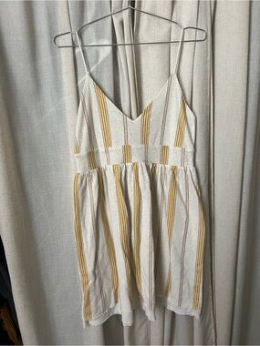 Striped Spaghetti Strap Sundress in Cream and Mustard like new